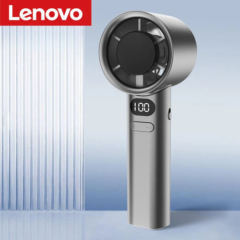 Lenovo 5000mah Handheld Mini Fan Electric Hand Fans Ice Compress High-Speed Cooling USB Rechargeable Portable LED Display Fan