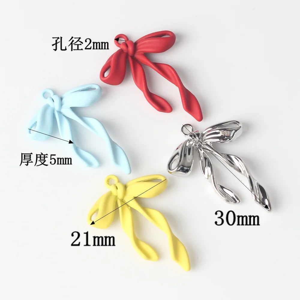 10pcs/lot 16*17MM Zinc Alloy Spray Painted Ribbon Bow Pendant Charms for Necklace Bracelet Jewelry Diy Accessories