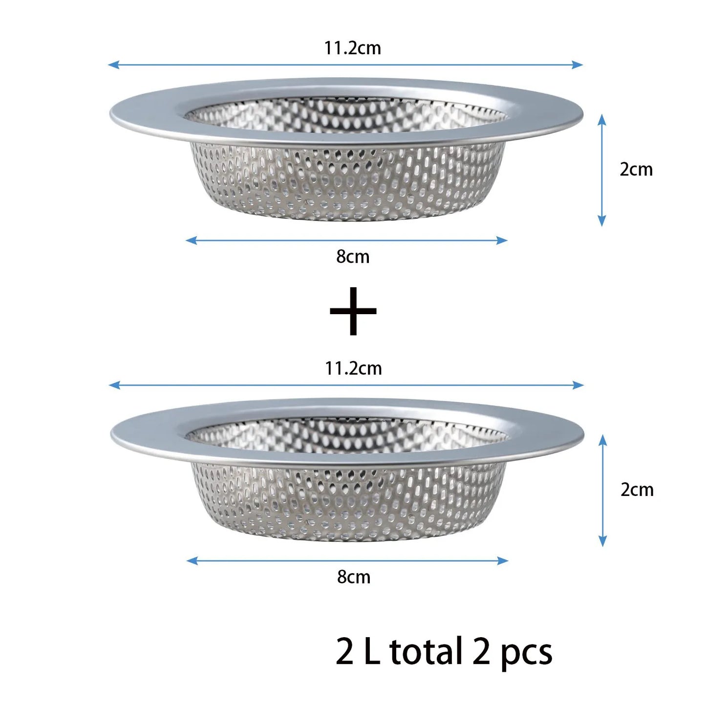 2 Pcs Kitchen Sink Strainer，Stainless Steel Punching Sink Drain Strainer Shower Drain Hair Catcher Bathroom Kitchen Accessories