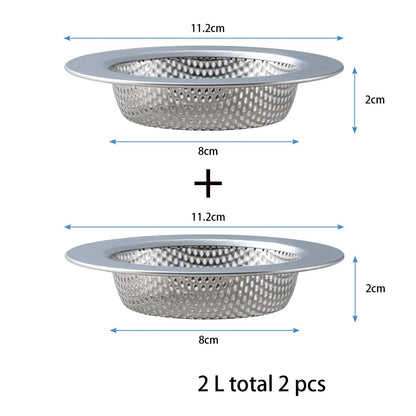 2 Pcs Kitchen Sink Strainer，Stainless Steel Punching Sink Drain Strainer Shower Drain Hair Catcher Bathroom Kitchen Accessories