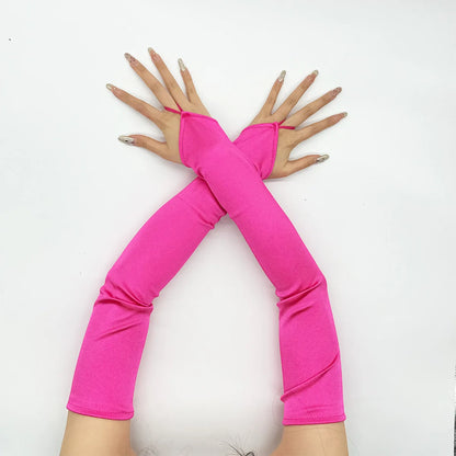 Ladies' Gloves, Long Hook-Finger Tinted Gloves, Ball Gloves, Bride's Wedding Dress Gloves, Sun-Protective Fashion Gloves C101