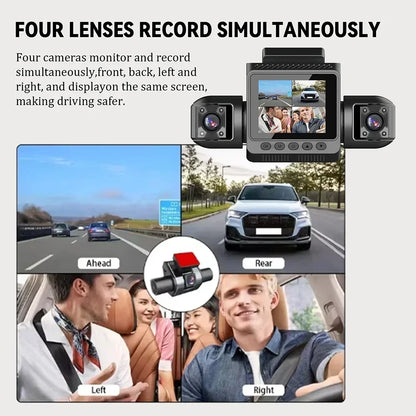 Dash Cam HD 1080P Multifunctional Dash Cam for Cars 4 Camera Car Camera  24H IR Night Vision,Loop Recording,wide angle Car DVR