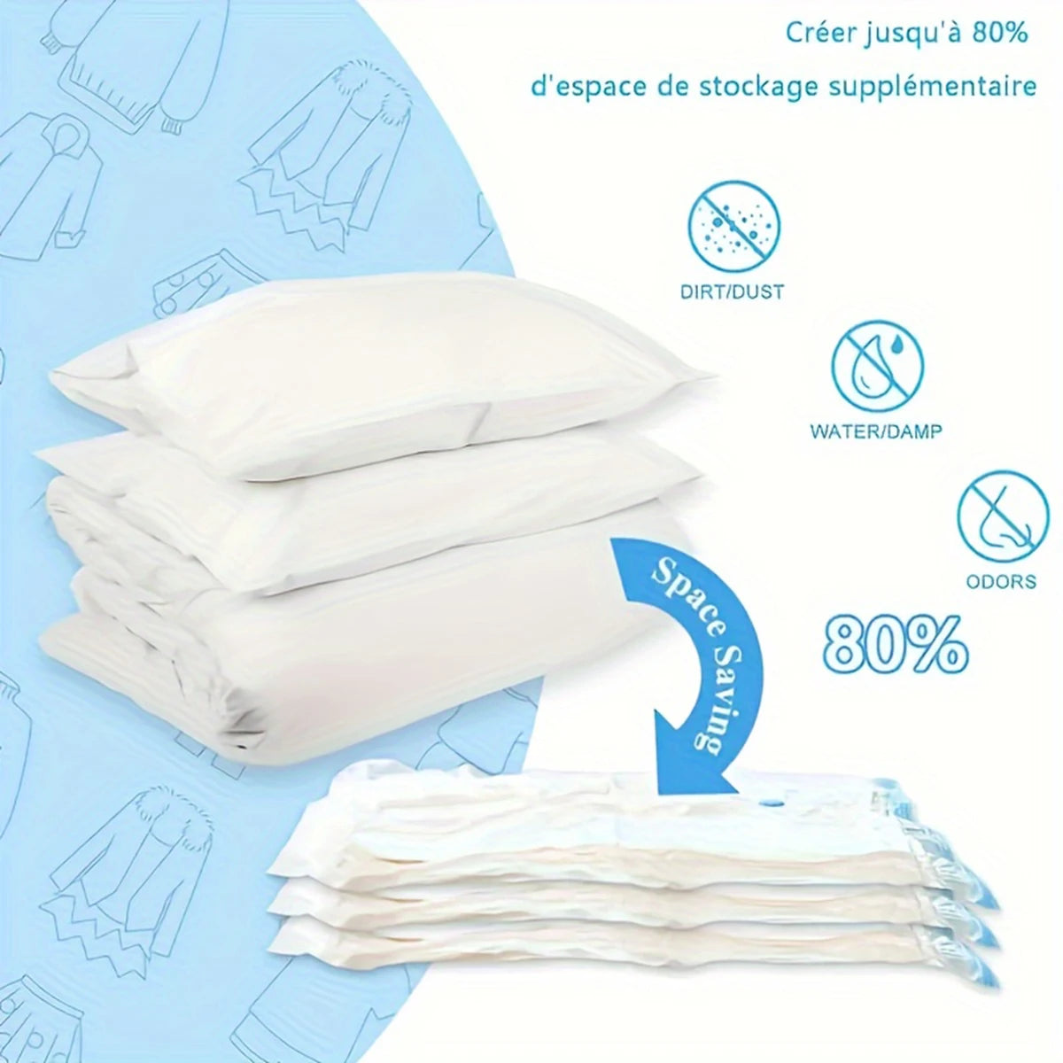 Vacuum Storage Bag With 1 Hand Pump, Portable Plastic Travel Bag Clothes Storage Bag, For Blankets, Bedding, Clothes, Quilts, Du
