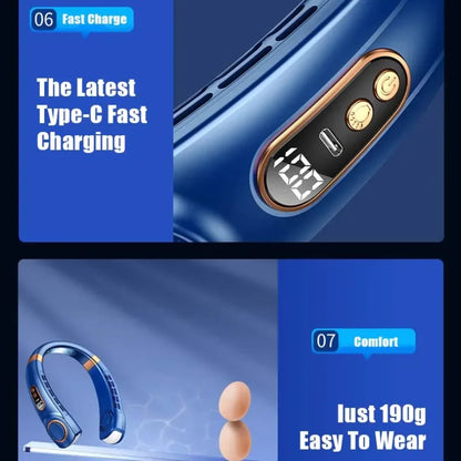 Lenovo Neck Fan 5 Speed Rechargeable Portable Digital Display 4000mAh Bladeless Electric Fan Hands Free Wearable Air Conditioner