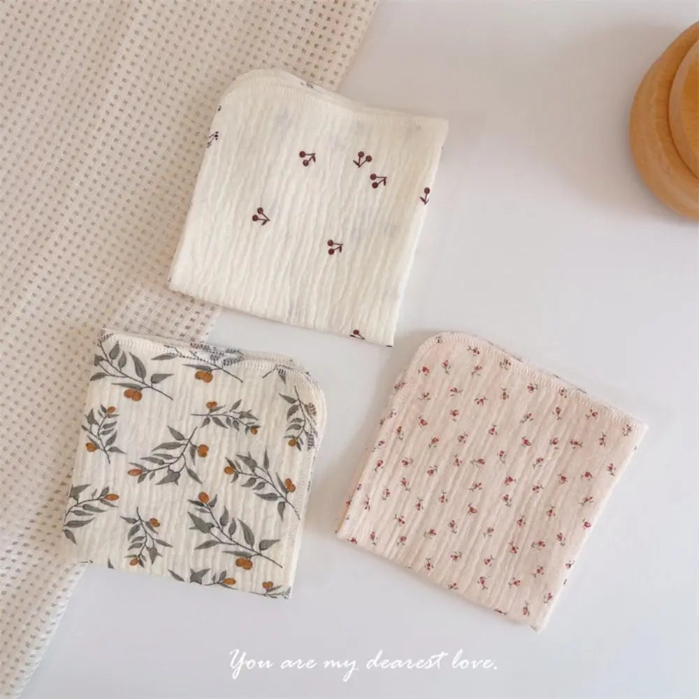 Cotton Baby Face Towel Square Infant Bib Soft Saliva Towel Floral Print Feeding Burp Cloths Children's Absorbent Handkerchief