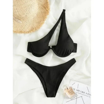 Sexy Micro Bikini 2025 Women Summer One Shoulder Neon High Cut Brazilian Bikini Set Push Up Swimming Suit Swimsuit