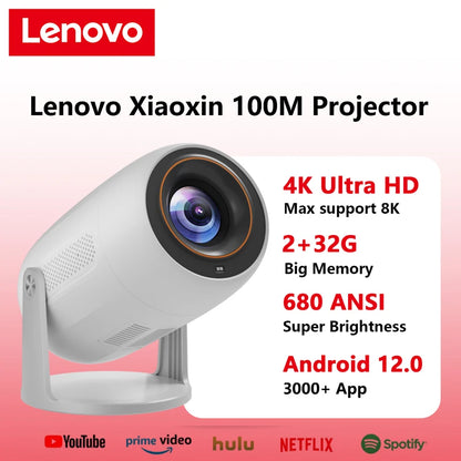 Lenovo Portable Projector 4K 100M Android 12 WIFI 6 TOF No-Sense Auto Focus Outdoor Full HD Video Movie Home Theater Projectors