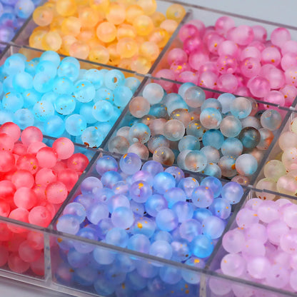 Frosted Round Dot Gold Acrylic Crystal Beads Glass Spacer Loose Beads 8mm For Jewelry Making Bracelet DIY Pen Beads Accessories