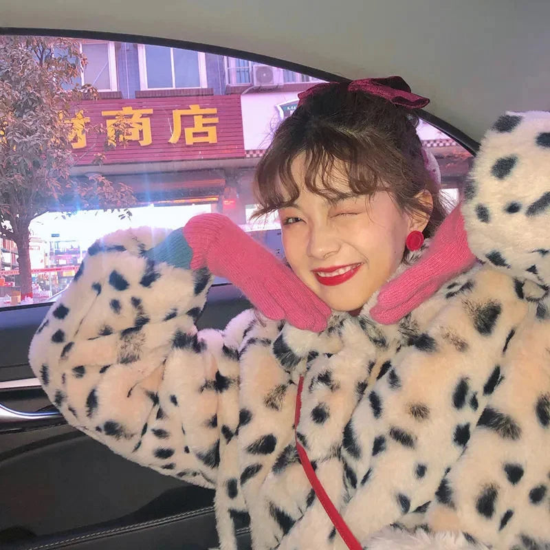 Korean Version 2025 Winter New Item Imitation fur Leopard Print fur Coat fur Integrated Coat Women's Cool Style Women's Clothing