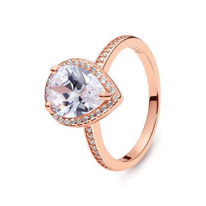 925 Sterling Silver Rings For Women Original Crown Love Heart Wishbone Engagement Wedding Rose Gold Crystal Ring Luxury Jewelry