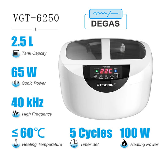 GTSONIC VGT-6250 Digital Ultrasonic Cleaner 2500ML for Fruits Vegetables Home Kitchen Ultrasonic Baths