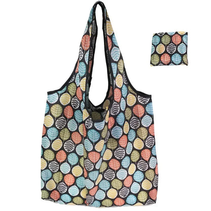 Reusable Shopping Bag Women Cute Fish Cart Flower Print  Nylon Foldable Grocery Bag Creative Eco-Friendly Tote Bag Lightweight
