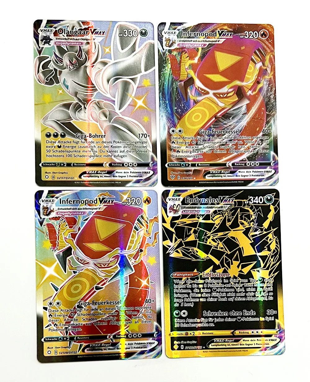 Deutsch Pokemon Cards in German Vstar Vmax GX Limited Shiny Rainbow Arceus Pikachu Charizard Holographic Playing Cards Kids Gift