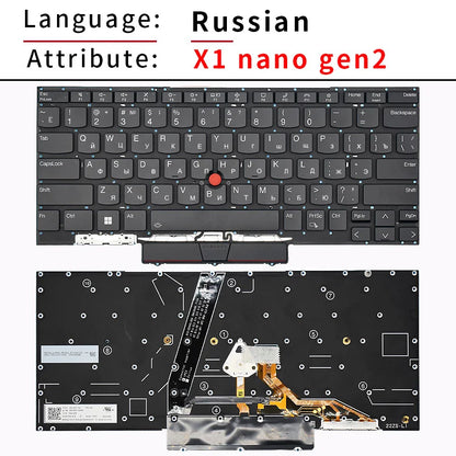 Replacement US/RU Russian Laptop Keyboard For Lenovo ThinkPad Lenovo X1 Nano Gen1 X1 Nano Gen2 With Backlit