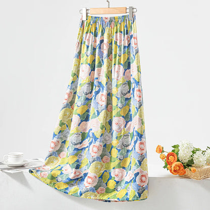 New 2024 Elegant Women Tulle Skirt Korean Fashion Boho Floral A Line Ladies Pleated Skirt Summer Chic High Waist Party Vestidos