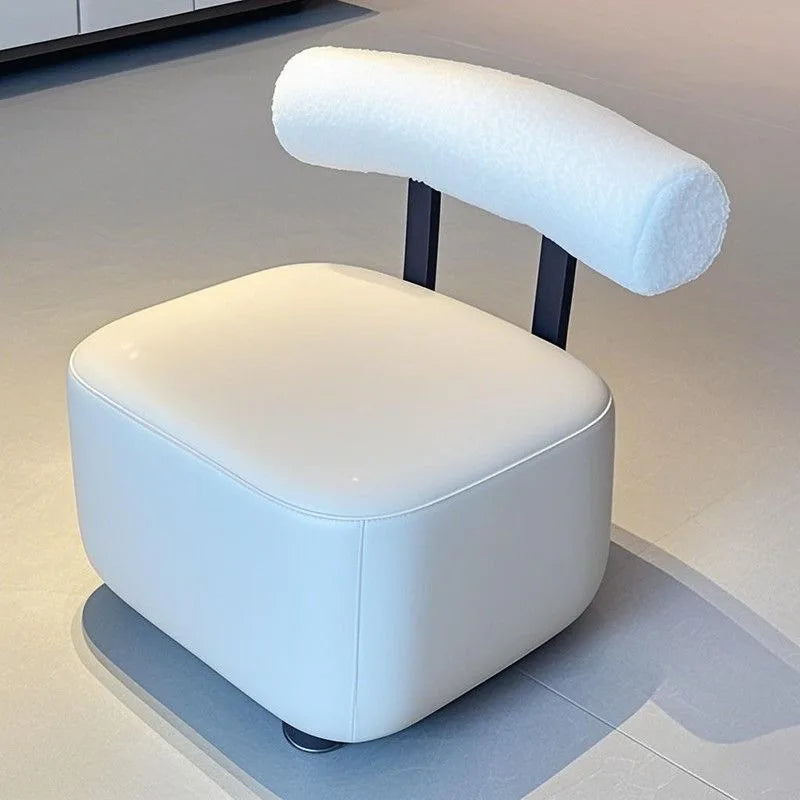 Small Stool with Backrest Wheels  Leather Footrest Ottoman Low Seating for Living Room Stylish Versatile Small Ottomans Perfect