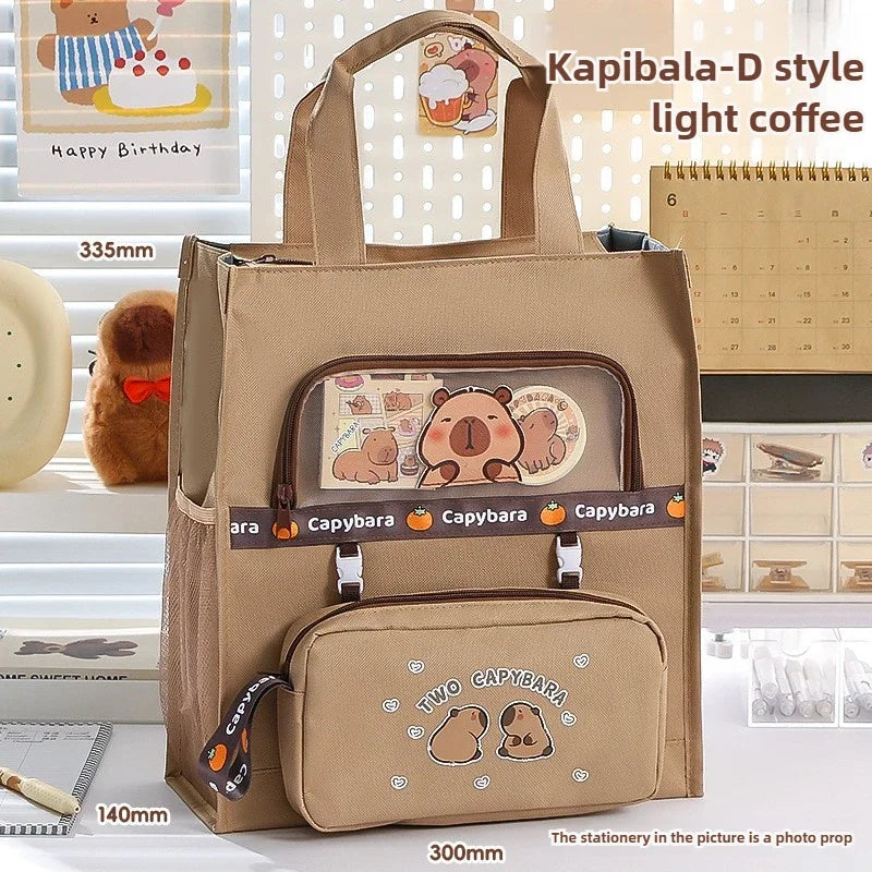 Student Stationery Bag Learning Bag Cartoon Pattern Textbook Storage Bag Large Capacity Lightweight Multi-functional Tote Bag