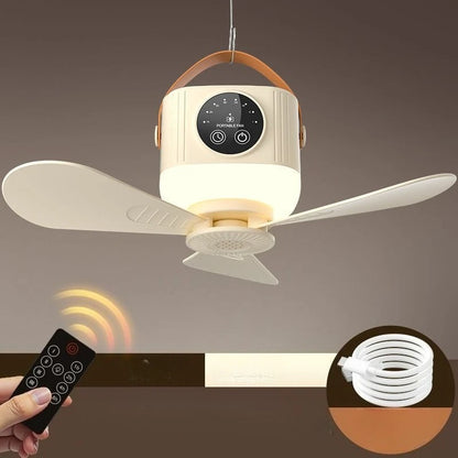 2026 New Portable Rechargeable Ceiling Fan Wireless USB Hanging Fan for Student Dorm Bed Outdoor Camping
