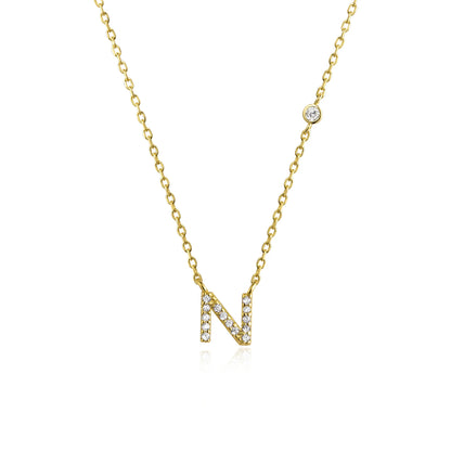 VEWANT New 925 Sterling Silver Monogram Initial Letter A M Pendant Long Chain Necklace Crystal Fine Jewelry Luxury Fine Jewelry