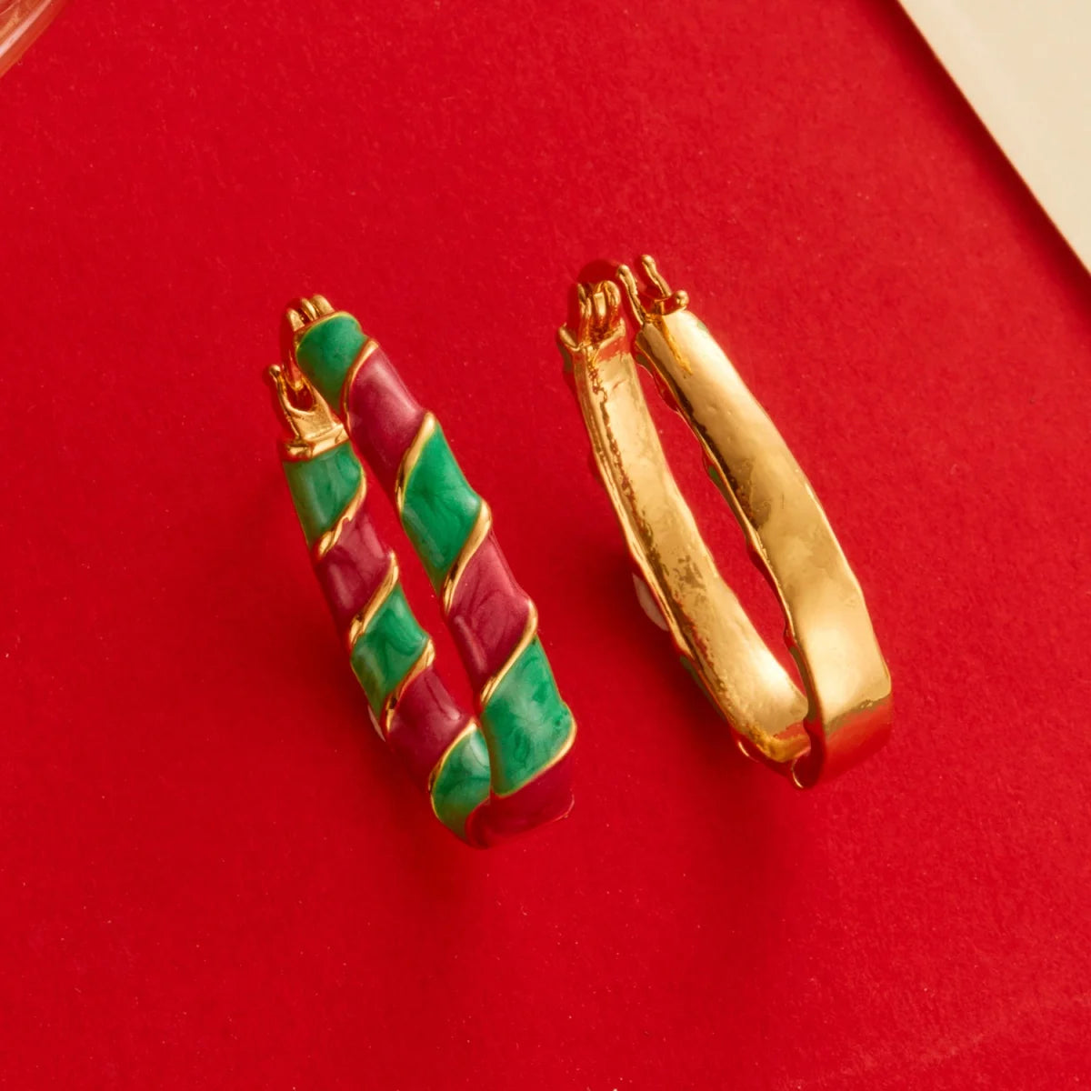Christmas Red Green White Sequins Stripe Twisted Round Drop Earrings Circle Hoop Earring For Women Men Festive Holiday Jewelry