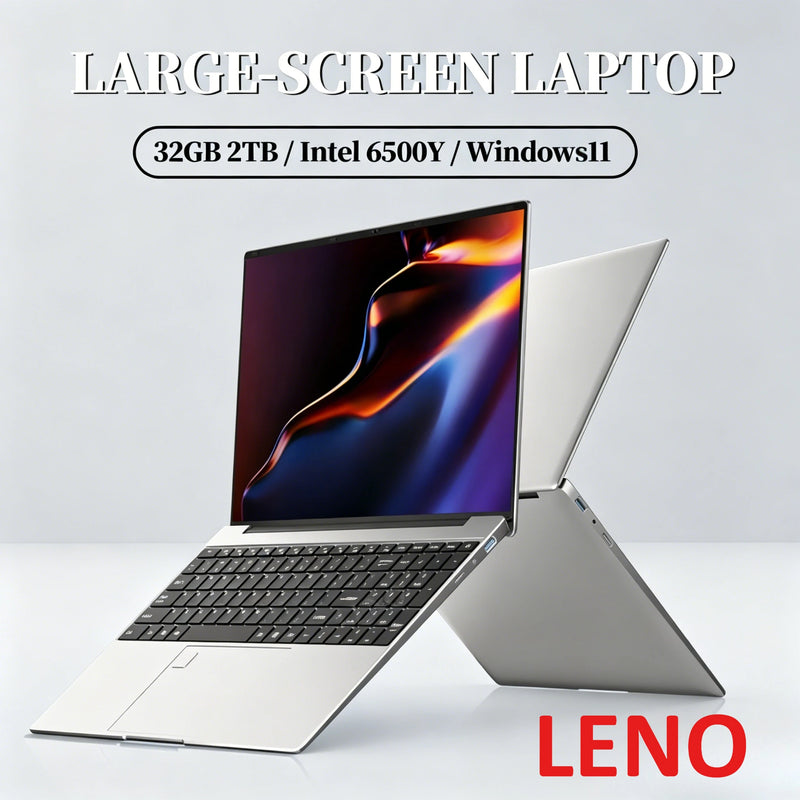 2025 LENO 15.6" Portable Laptop 32GB RAM 2TB SSD Intel 6500Y Office Windows11 Notebook 5000mAh Gamer PC with Backlit Fingerprint