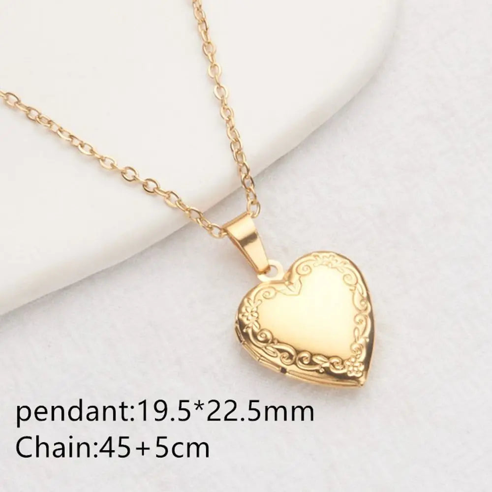 Openable Photo Picture Locket Necklace DIY Necklace Valentine's Day Heart Locket Necklace Friendship Necklace