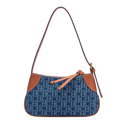 CHCH Women's Handbag 2025 Summer Cowboy Splicing Design Phone Bag Simple Commuter Underarm Bag Wallet