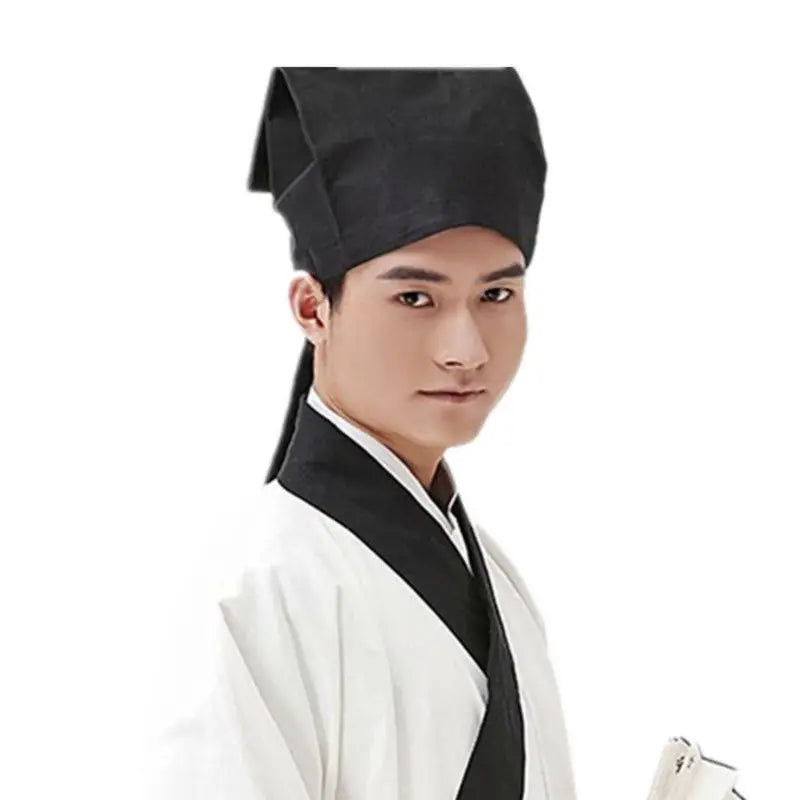 Hanfu Hat Men Chinese Traditional Ancient Scholar Teacher Black Hat Headdress Male Vintage Confucian Towel Cosplay Hat For Kids