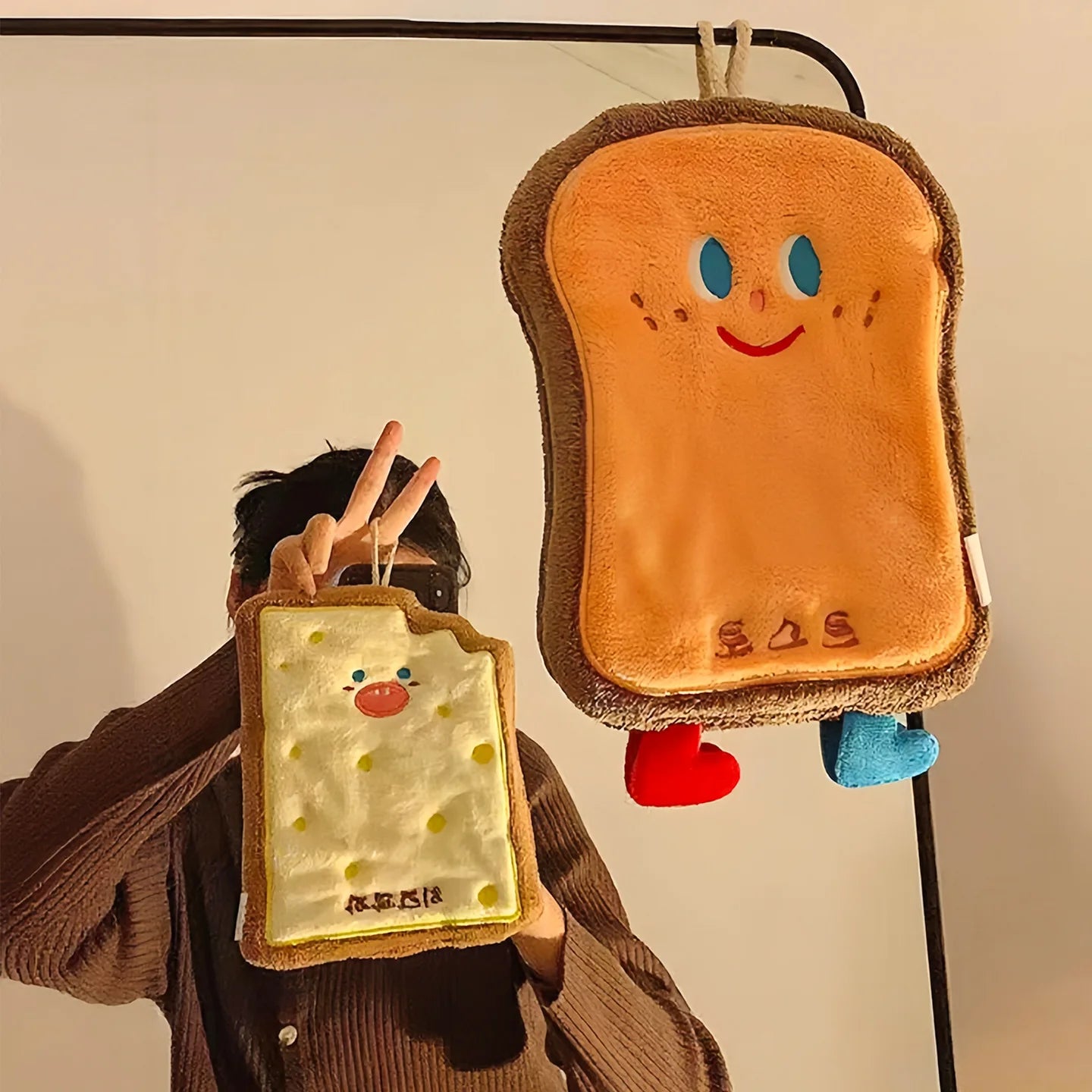 Cute Cartoon Hand Towel with Hanging Loop: Super Absorbent Thick Washcloth for Kitchen & Bathroom, Quick-Dry Decorative Towel