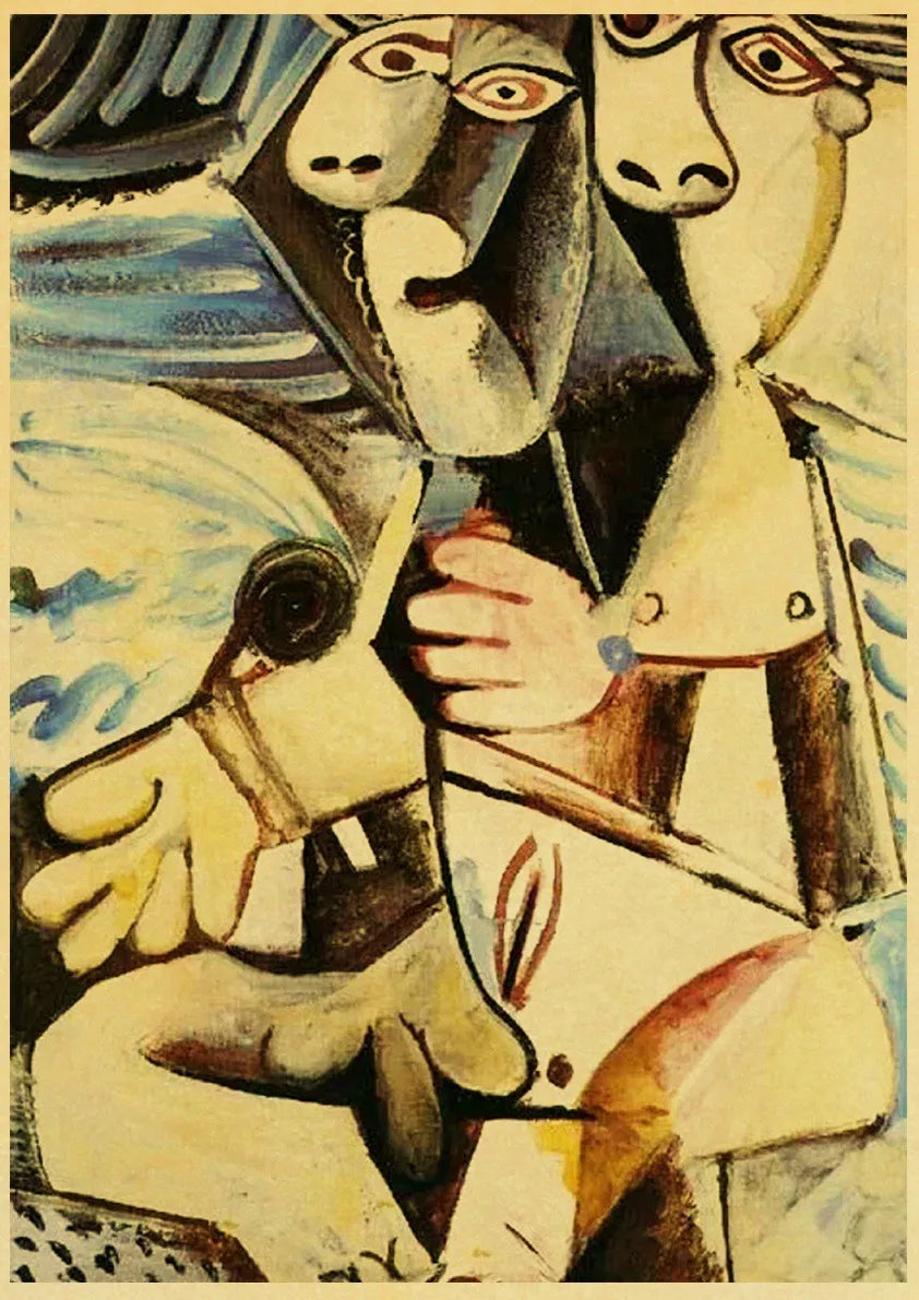 Abstract Painting Pablo Picasso Exhibition Kraft Paper Poster Art Prints Museum Modern Gallery Wall Picture Home Room Decor Gift