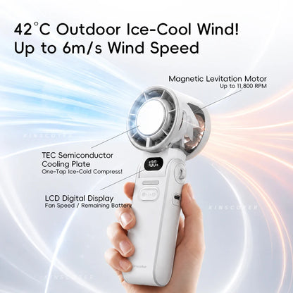 KINSCOTER Outdoor Foldable Portable Handheld Fan Mini Cooling Rechargeable 3600mAh 100-level Free Control High Speed Turbo Fan