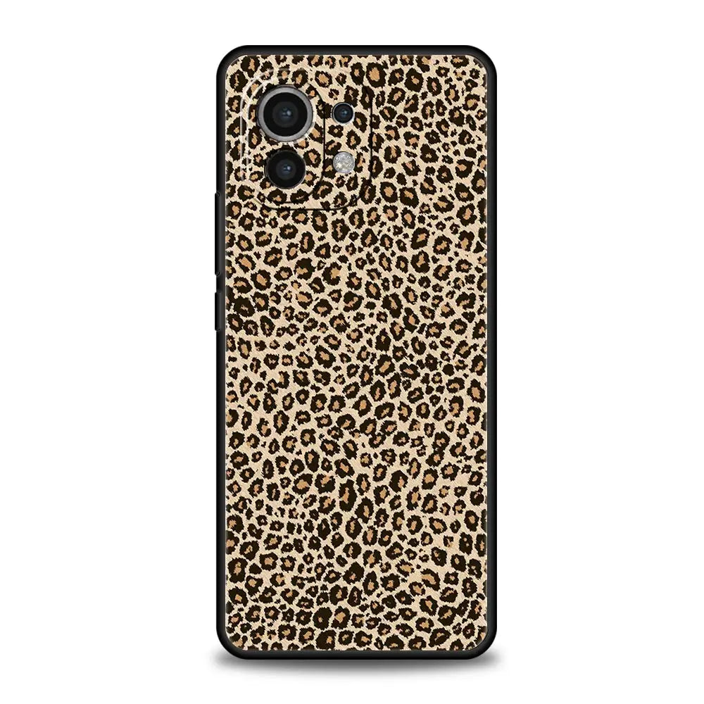 Phone Case For Xiaomi Mi 14 13 12 11 Lite 13T 12T 11x 11T 10T Pro 9T Note 10 Lite Silicone Black Cover Leopard Cheetah print