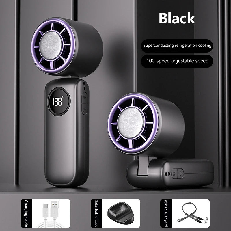 Portable Foldable Handheld Fan – Multi-functional, Multi-speed, Desktop Stand, Rechargeable for Travel/Office