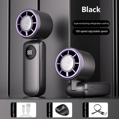 Portable Foldable Handheld Fan – Multi-functional, Multi-speed, Desktop Stand, Rechargeable for Travel/Office