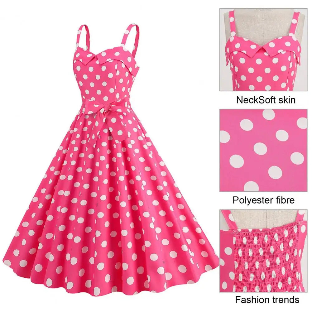 Women Vintage Pink Plaid Dress Retro Rockabilly Strap Suspenders Cocktail Party 1950s 40s Swing Dress Summer Dresses
