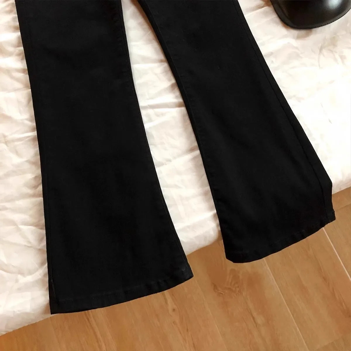 Slimming High Waist Bell Bottom Jeans Women's Elastic Versatile Black Small Size Long Jeans Spring Summer Fashion Trend