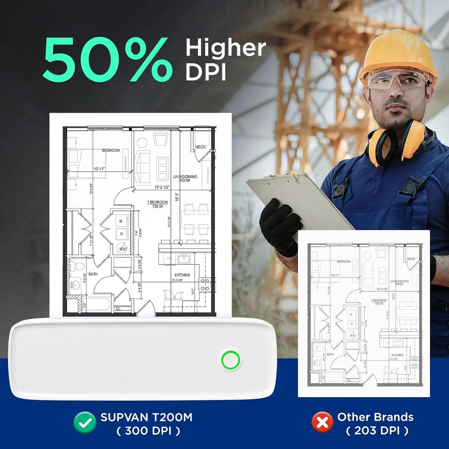 Portable Small Wireless Printer, Supports 8.5" x 11" US Letter and A4 Thermal Paper, Compatible with iOS Android and Laptops