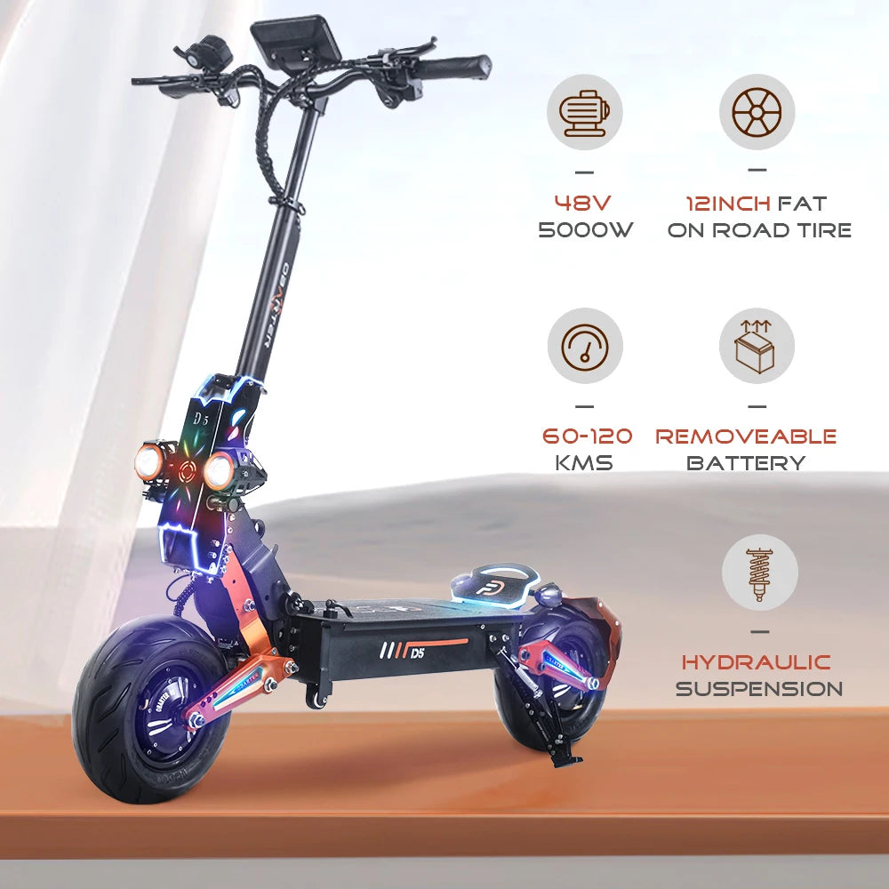 Latest Obarter D5 5000W Electric Scooter with 12inch Fat Tire On road Removeable battery e scooters