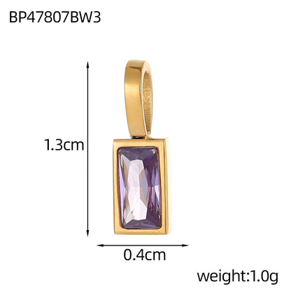 Classic Love Heart Square Zircon 12 Birthstone Pendant DIY Pendant Stainless Steel Waterproof Geometric Jewelry Birthday Gift