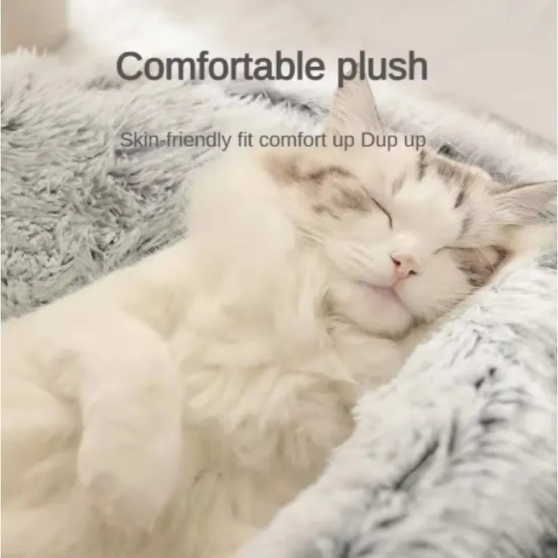 Plush Pet Cat Bed Round Cat Cushion Cat House 2 In 1 Warm Cat Basket Pet Sleep Bag Cat Nest Kennel For Small Dog