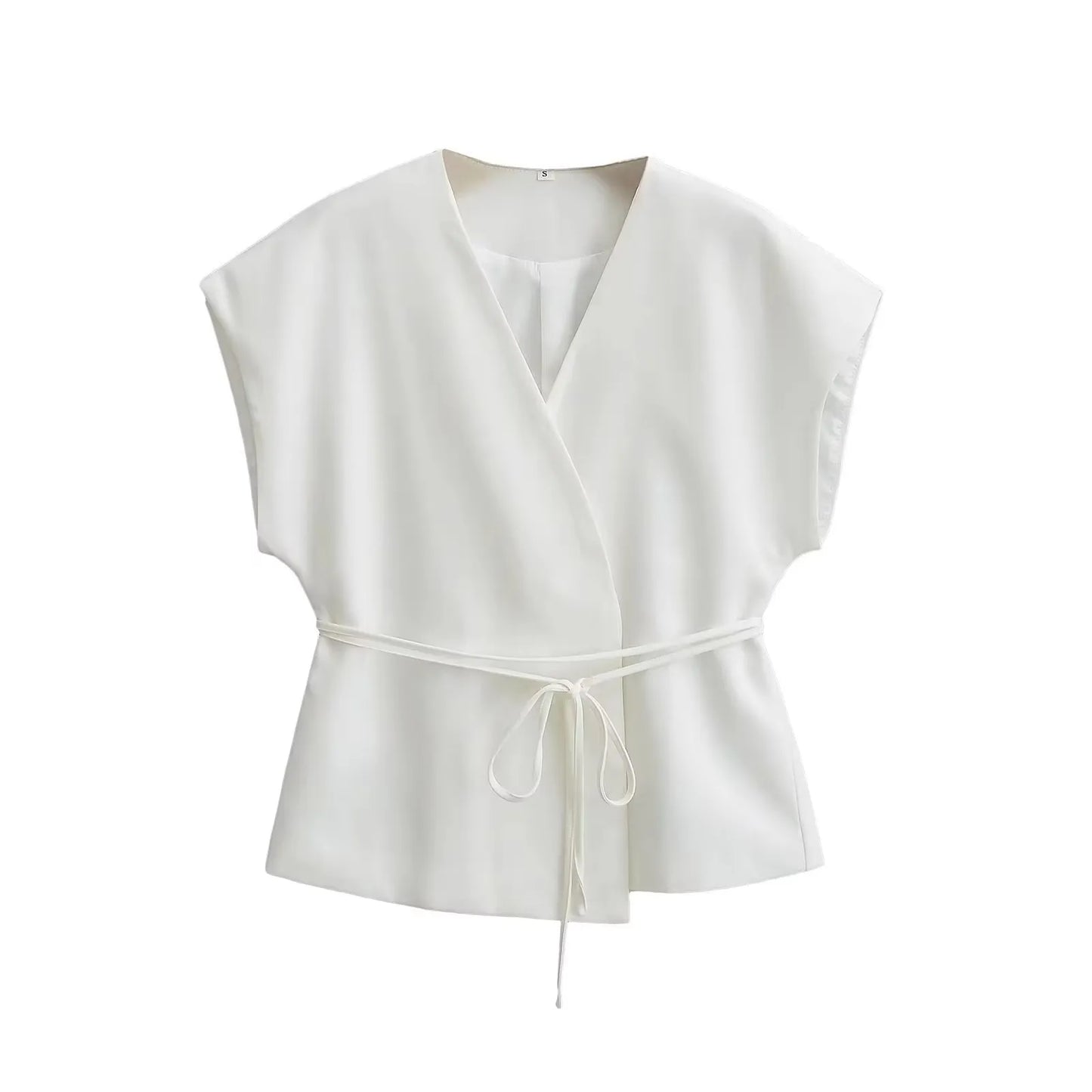 HH Women Elegant Solid Vests V Neck Sleeveless Lace Up Shirt Coat Casual Summer Female Fashion Y2k Top Vests