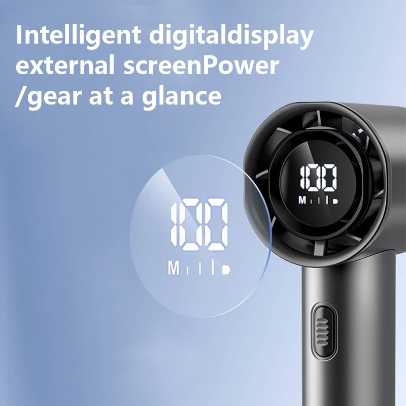Portable Mini Handheld Fan with LED Display Semiconductor Refrigeration 100 Speeds USB Rechargeable Battery Outdoor Fan