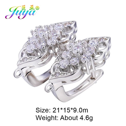 Juya 18K Gold Silver Plated Fastener Bales Fixture Earring Hook Locks For DIY Women Fashion Crystal Agate Charms Earrings Making