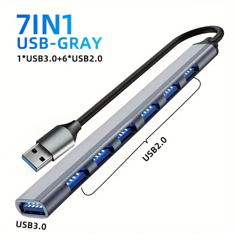 7 Port USB C Hub Multi Splitter 30 Adapter OTG For Xiaomi Lenovo Macbook 13 15 Air Pro PC Laptop Computer Accessories