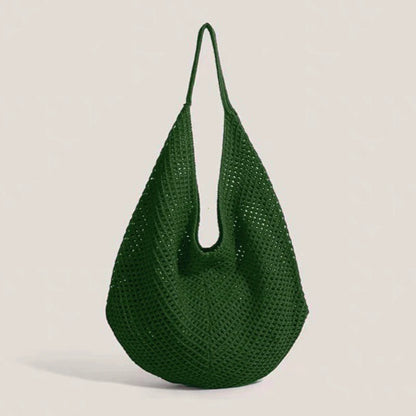 Fashion Women's Hollow Woven Shoulder Bags Large Capacity Knitting Underarm Bag Solid Crochet Tote Handbag Summer Mesh Beach Bag