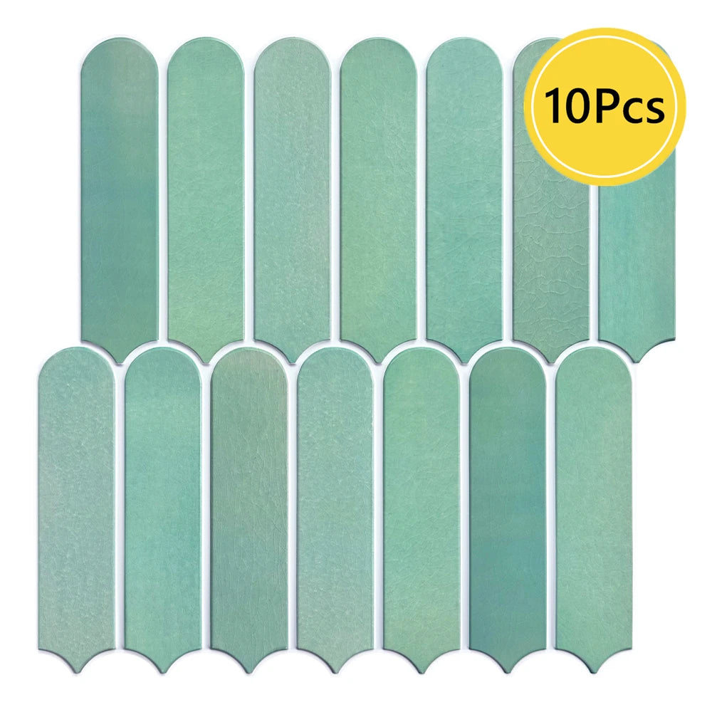 1/10pcs 3D Fish Scale Tile Sticker, Self-adhesive 3D Green Tile Backsplash for Kitchen Bathroom, Water Mold Resistant, 30x30cm