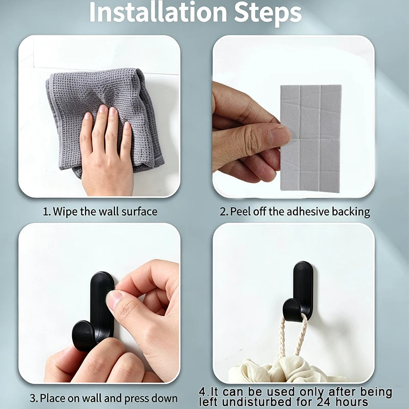 6Pcs No-Drill Adhesive Hook  J-Shaped Hook Household Traceless Door-Back Adhesive Hook Key Hook