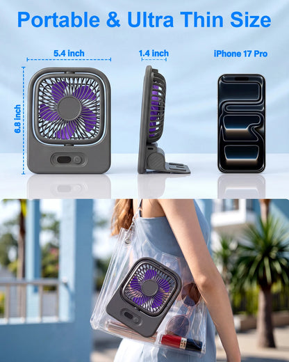 Eary 3000mAh Portable Magnetic Fan USB Rechargeable Cooling Kitchen Wall Fan for Home Gym Desk 350° 4 Speeds Wind Ultra-thin Fan