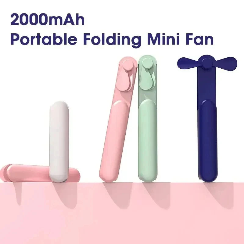 Portable 3 IN 1 Mini Handheld Fan USB Rechargeable Small Pocket Battery Operated Fan with Power Bank