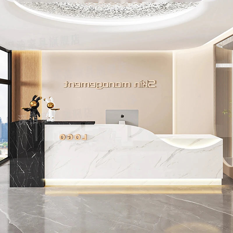 Customized Equipment Reception Desk Beauty Simple Creative Aesthetic Reception Desks Trendy Luxury Mostrador Office Furniture